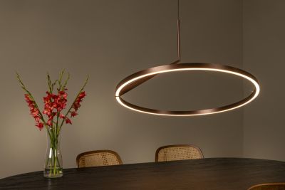 Lucide APPLAUSE - Pendant light - Ø 80 cm - LED Dim. - CCT - 1x50W 2700K/4000K - Hand Wave Sensor - Coffee - Premium